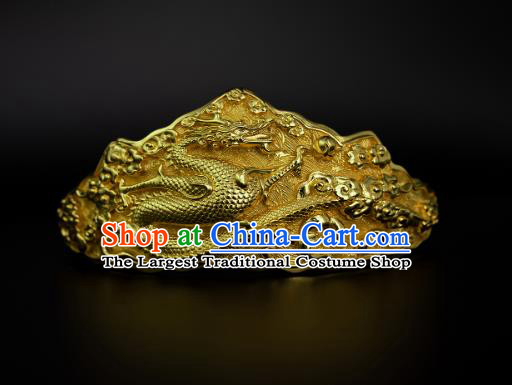 Chinese Handmade Ancient Emperor Hair Accessories Traditional Tang Dynasty Golden Dragon Hair Crown
