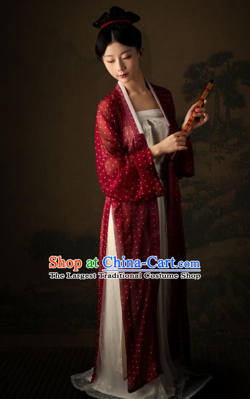 China Traditional Song Dynasty Young Lady Historical Costumes Ancient Village Woman Hanfu Apparels Clothing