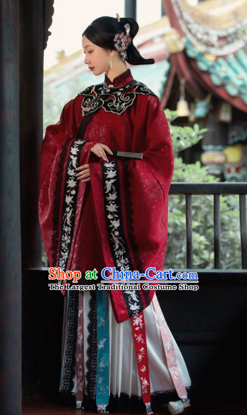 China Traditional Hanfu Apparels Ming Dynasty Noble Woman Historical Costumes Ancient Imperial Countess Clothing