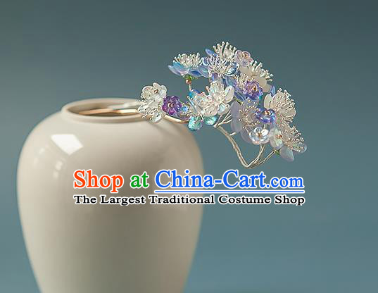 Chinese Handmade Lilac Flowers Hair Stick Traditional Ming Dynasty Hanfu Pear Blossom Hairpin