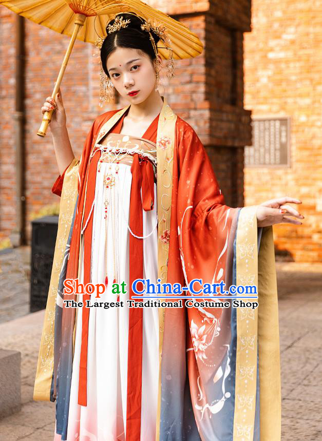 Traditional China Tang Dynasty Royal Princess Hanfu Dress Ancient Court Lady Historical Clothing