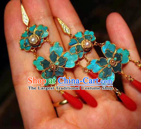 China Traditional Qing Dynasty Pearls Earrings Ancient Imperial Consort Ear Jewelry