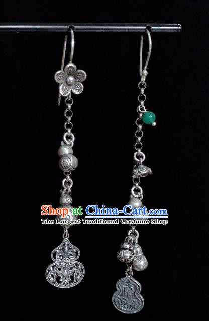 China National Silver Gourd Earrings Traditional Cheongsam Plum Blossom Ear Accessories