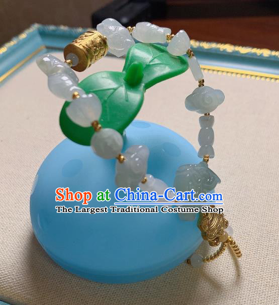 Handmade Chinese Jade Butterfly Wristlet Accessories National Golden Prayer Wheel Bracelet