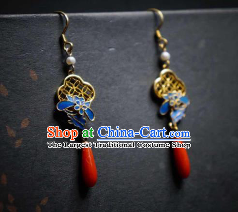 Chinese Cheongsam Filigree Ear Accessories Traditional Culture Jewelry Agate Earrings