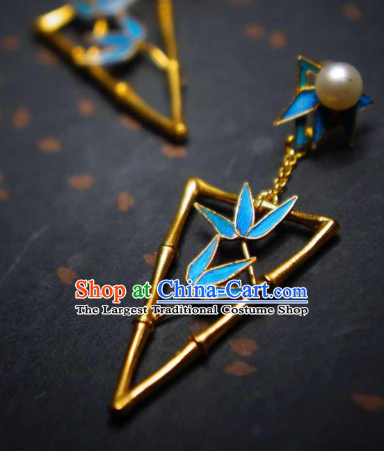 Handmade Chinese Cheongsam Bamboo Leaf Ear Accessories Traditional Culture Jewelry Earrings