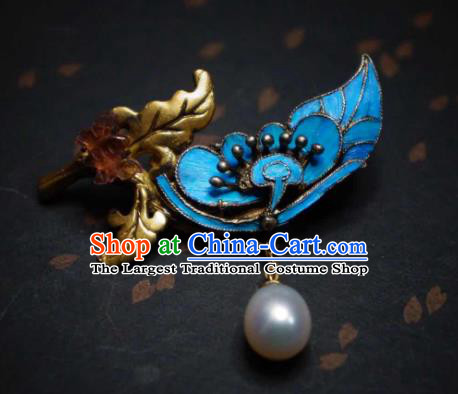 China Traditional Cheongsam Pearl Breastpin Jewelry Handmade Butterfly Brooch Accessories