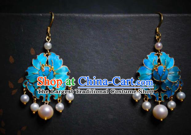 Handmade Chinese Qing Dynasty Court Earrings Cheongsam Ear Accessories Traditional Culture Jewelry