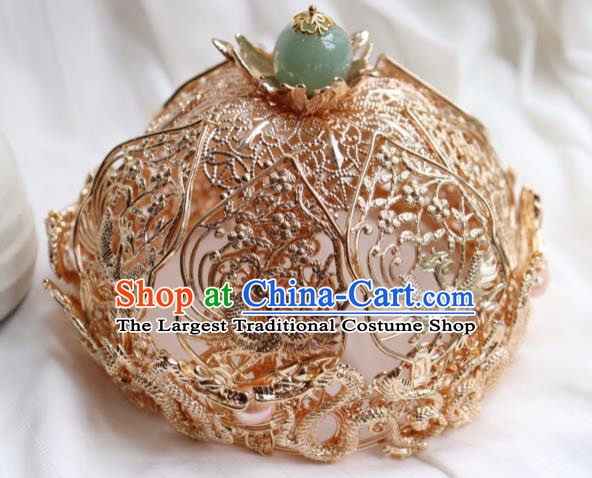 China Ancient Queen Golden Phoenix Coronet Traditional Ming Dynasty Empress Hair Crown