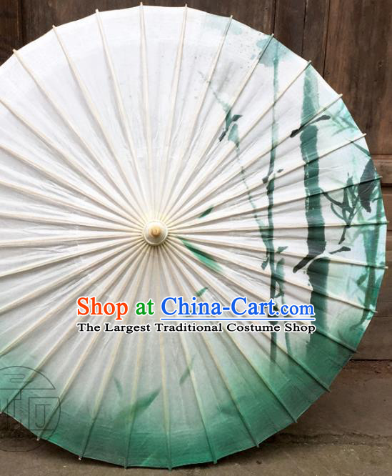 China Ink Painting Bamboo Umbrella Traditional Handmade Oil Paper Umbrella Craft