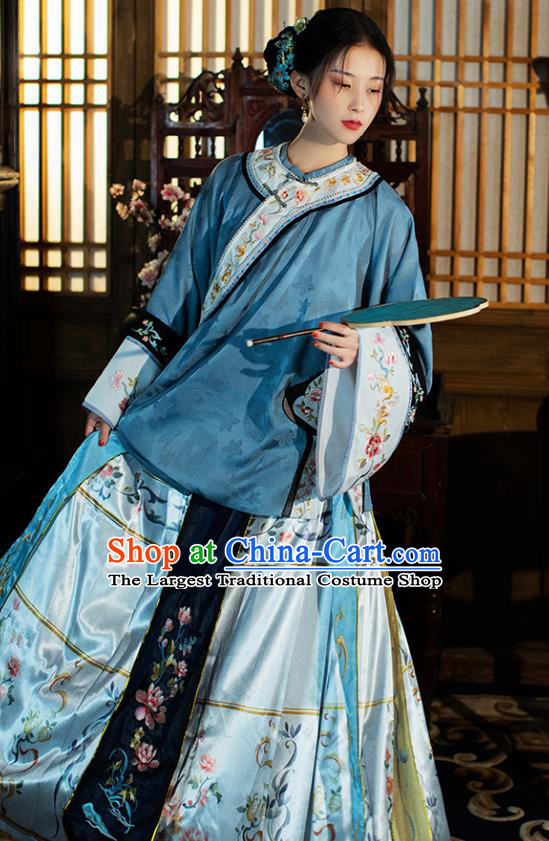 China Ancient Qing Dynasty Historical Clothing Traditional Rich Woman Costumes Full Set