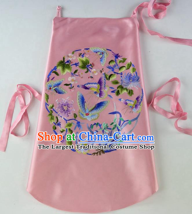 China Handmade Embroidered Orchids Butterfly Pink Silk Bellyband Traditional Stomachers Wedding Undergarment Women Sexy Corset