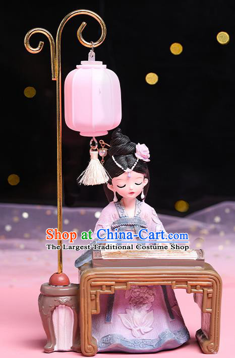 China Traditional Tang Dynasty Beauty Doll Lantern Handmade Beijing Silk Figurine Doll