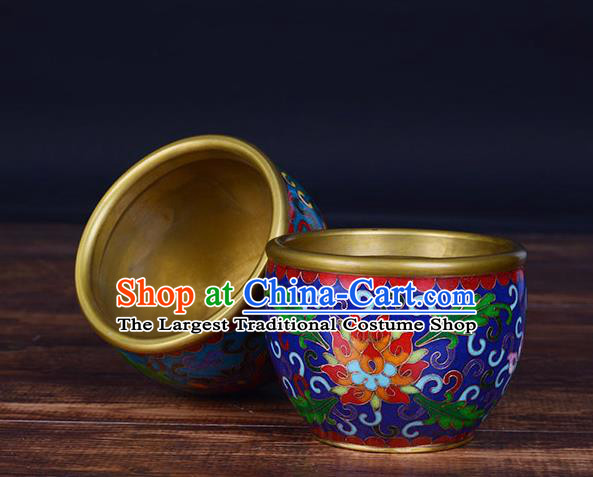 China Handmade Enamel Brass Cup Traditional Cloisonne Ornament Brush Washer