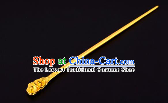 China Ancient Prince Golden Cloud Hairpin Handmade Traditional Ming Dynasty Emperor Hair Stick