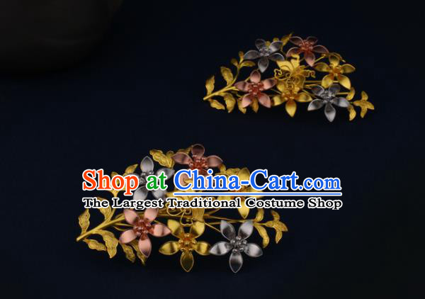 China Ancient Princess Hairpin Handmade Traditional Ming Dynasty Flowers Hair Claw