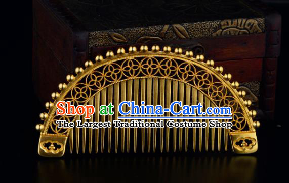 China Ancient Queen Hairpin Handmade Traditional Song Dynasty Empress Golden Hair Comb