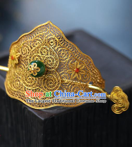 China Ancient Noble Childe Headwear Traditional Ming Dynasty Prince Filigree Hairdo Crown