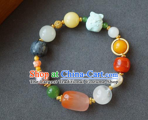 Chinese Handmade National Agate Bracelet Traditional Cheongsam Gems Wristlet Accessories