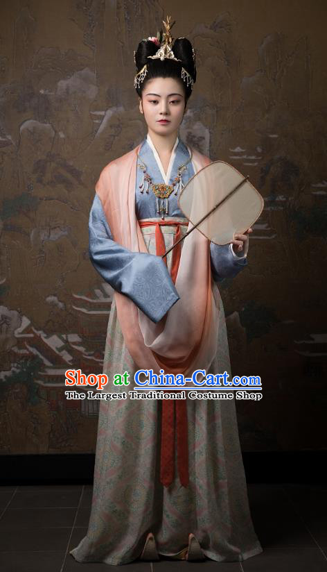 China Traditional Song Dynasty Royal Princess Historical Costumes Ancient Court Beauty Hanfu Dress Clothing