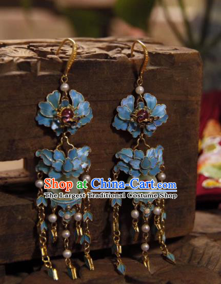 Handmade Chinese Jadeite Peace Buckle Ear Accessories Traditional Culture Jewelry Cheongsam Tassel Earrings