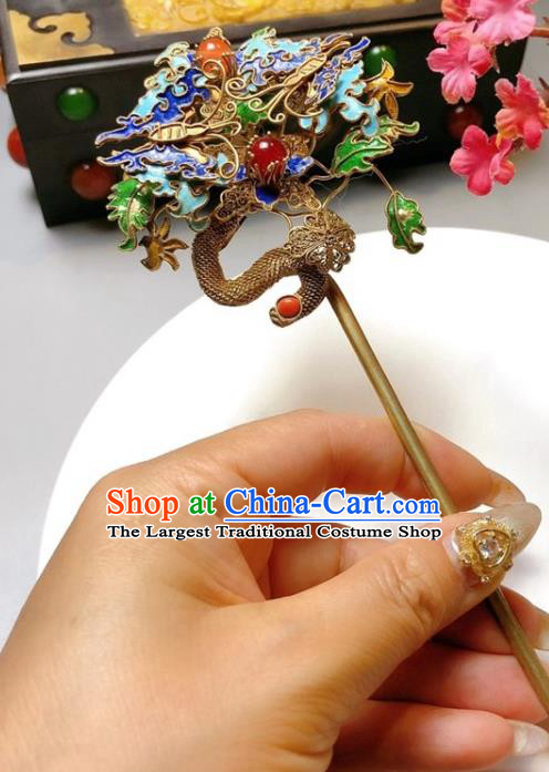 China Traditional Hair Accessories Classical Blueing Butterfly Hairpin Handmade Qing Dynasty Filigree Hair Stick