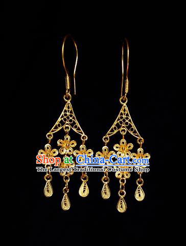 Chinese Traditional Hanfu Jewelry Earrings Ancient Imperial Consort Golden Ear Accessories