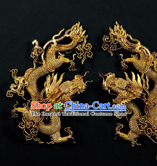 China Handmade Filigree Dragon Hairpin Traditional Qing Dynasty Empress Hair Stick Ancient Queen Hair Accessories