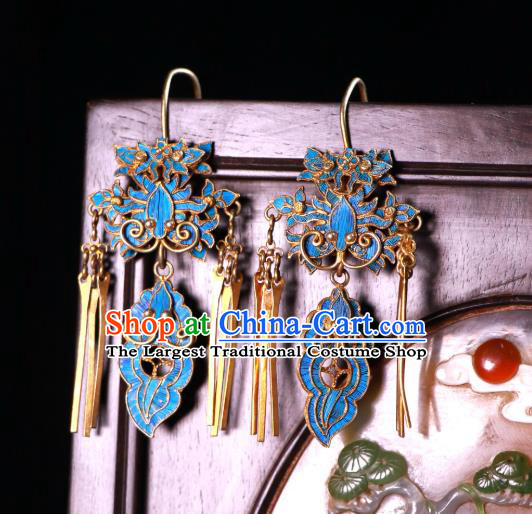 Chinese Ancient Qing Dynasty Empress Ear Accessories Classical Cloisonne Butterfly Earrings Jewelry