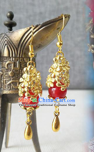 Chinese Classical Tang Dynasty Empress Ear Accessories Ancient Princess Golden Earrings