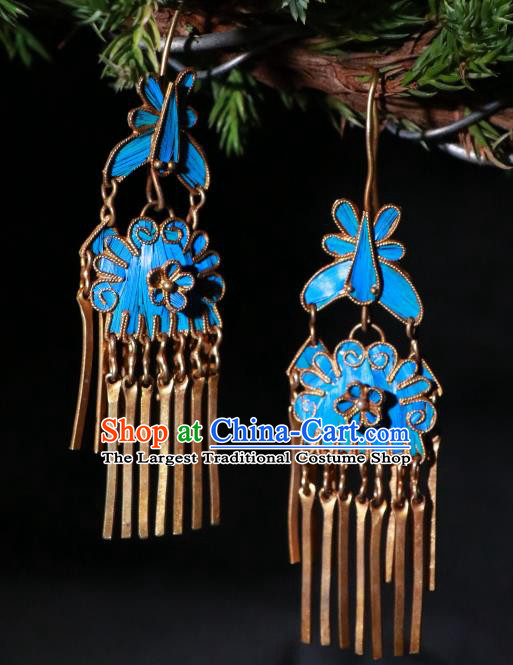 Chinese Ancient Manchu Queen Ear Accessories Classical Qing Dynasty Court Woman Earrings Jewelry