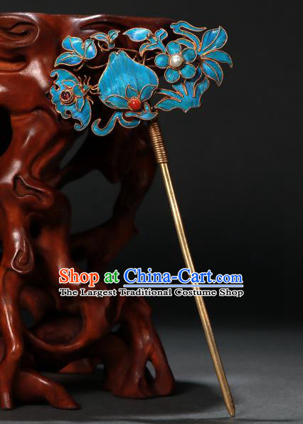 China Ancient Qing Dynasty Hairpin Empress Cloisonne Hair Stick Handmade Hair Accessories