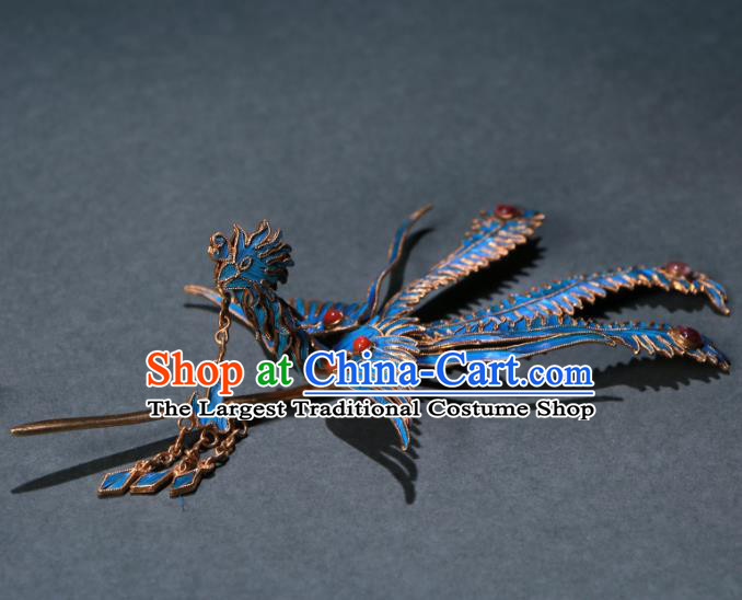 China Traditional Hair Jewelry Handmade Qing Dynasty Queen Hairpin Ancient Empress Phoenix Tassel Hair Stick