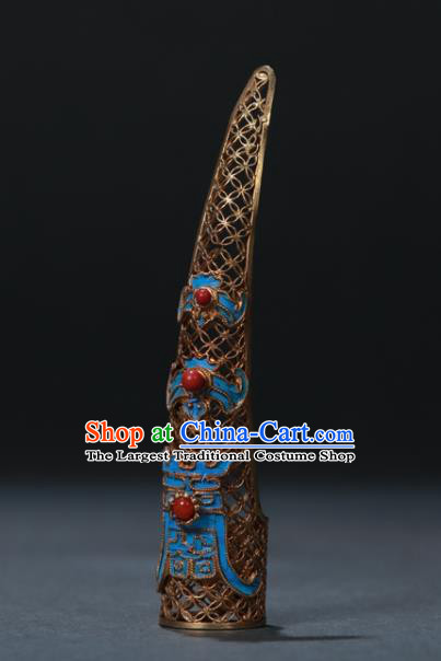 China Traditional Qing Dynasty Finger Accessories Ancient Imperial Consort Cloisonne Nail Wrap