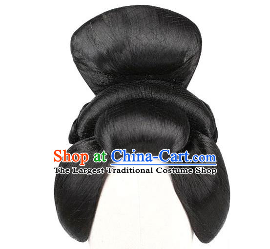 Chinese Classical Dance Du Fu Wigs Chignon Ancient Tang Dynasty Beauty Li Ren Xing Dance Headdress