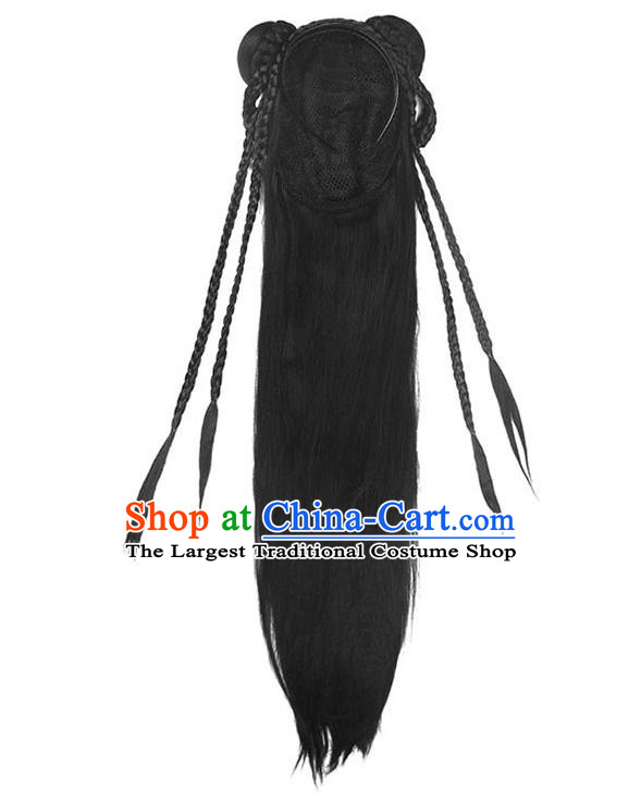 Handmade Chinese Ancient Young Lady Wig Sheath Traditional Song Dynasty Female Wigs Chignon