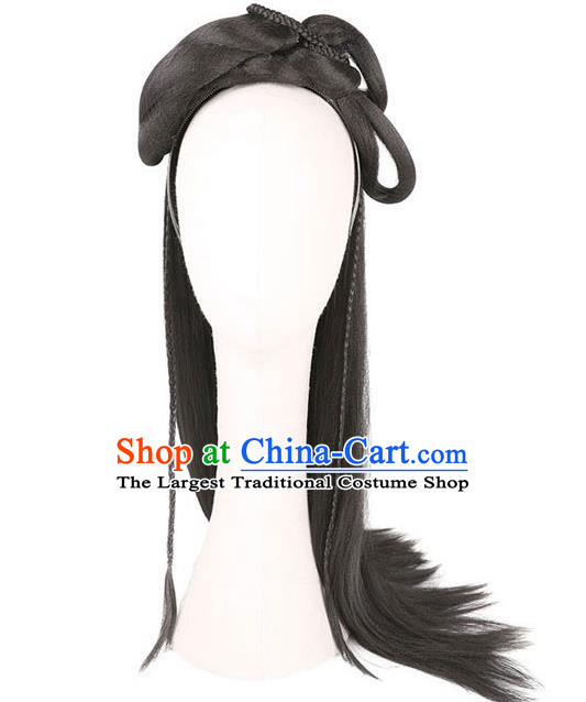 Handmade Chinese Ancient Noble Lady Wig Sheath Headwear Traditional Ming Dynasty Princess Wigs Chignon Hair Clasp