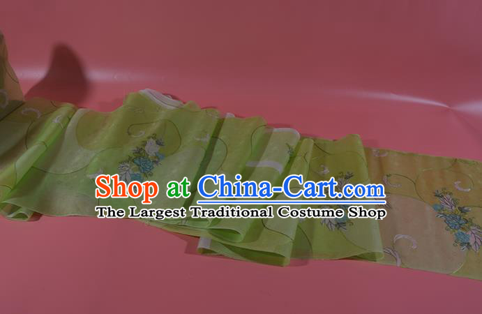 Chinese Classical Peony Pattern Silk Material Traditional Hanfu Dress Light Green Silk Fabric