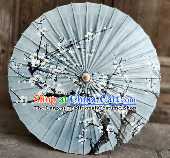 Traditional China Painting Plum Blossom Oil Umbrella Blue Bumbershoot Paper Umbrella Handmade Umbrellas