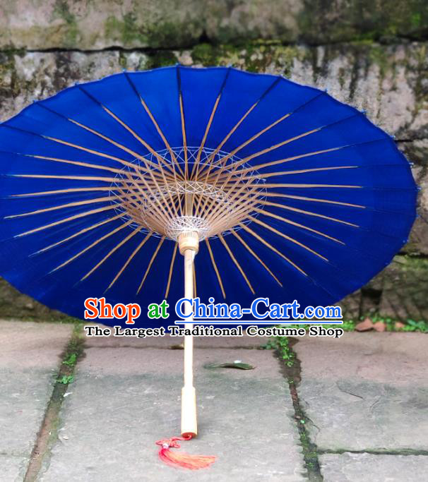 Traditional China Hanfu Dance Umbrella Bumbershoot Royalblue Oil Paper Umbrella Handmade Umbrellas Artware