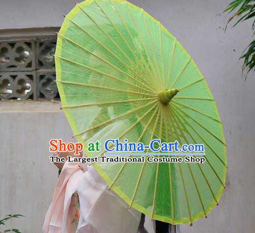 Chinese Classical Dance Umbrella Parasol Traditional Hanfu Green Silk Umbrella