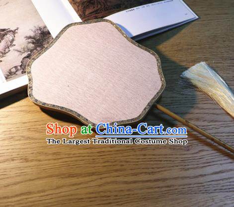 Handmade China Traditional Court Fan Classical Palace Fan Ancient Princess Pink Silk Fan