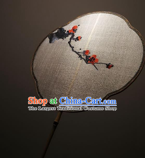 China Classical Plum Blossom Pattern Palace Fan Traditional Song Dynasty Hanfu Fan Handmade Silk Fans