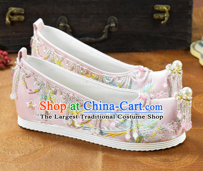 China National Embroidered Pink Cloth Shoes Traditional Hanfu Shoes Wedding Shoes Women Shoes