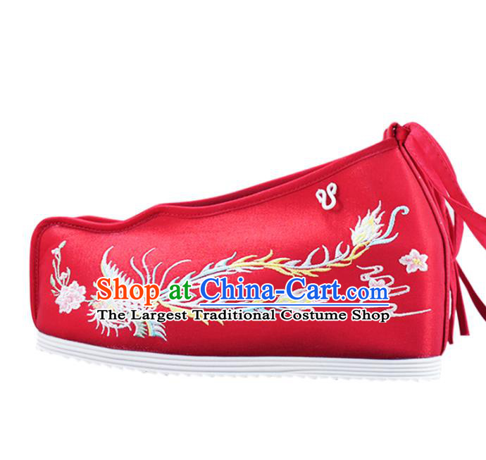 China Women Hanfu Shoes National Embroidered Shoes Red Cloth Shoes Traditional Princess Wedding Shoes