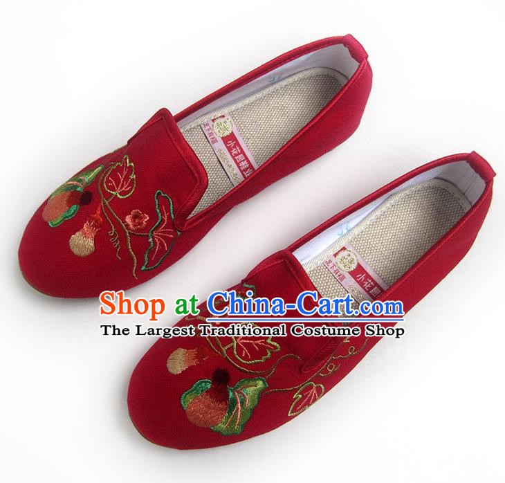 China National Red Flax Shoes Women Shoes Traditional Wedding Shoes