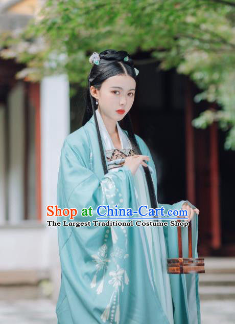 China Traditional Tang Dynasty Princess Green Hanfu Dress Clothing Ancient Court Lady Costumes