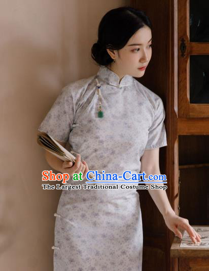 Republic of China Traditional Women Clothing Classical Printing Cheongsam National Young Lady Qipao Dress