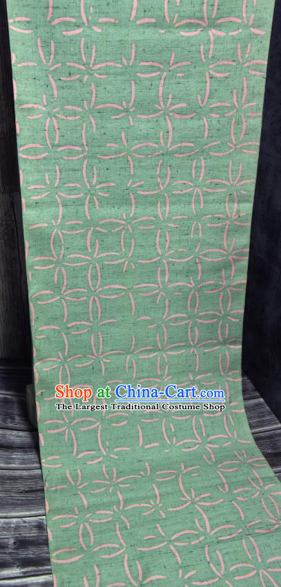 Traditional Japanese Kimono Pure Silk Fabric Asian Japan Classical Wafuku Light Green Cloth Material