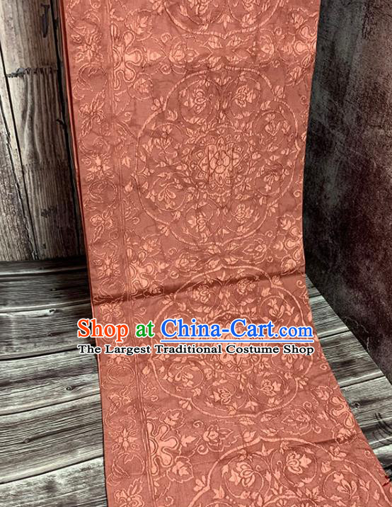 Traditional Japanese Kimono Belt Pure Silk Fabric Asian Japan Brownish Red Brocade Material